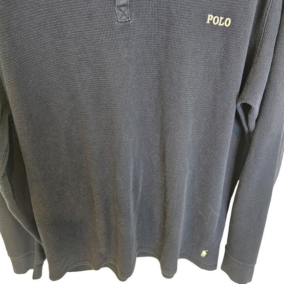 Polo Ralph Lauren Sleepwear Thermal Shirt Waffle Knit Long Sleeve XL Navy Blue - Picture 3 of 8